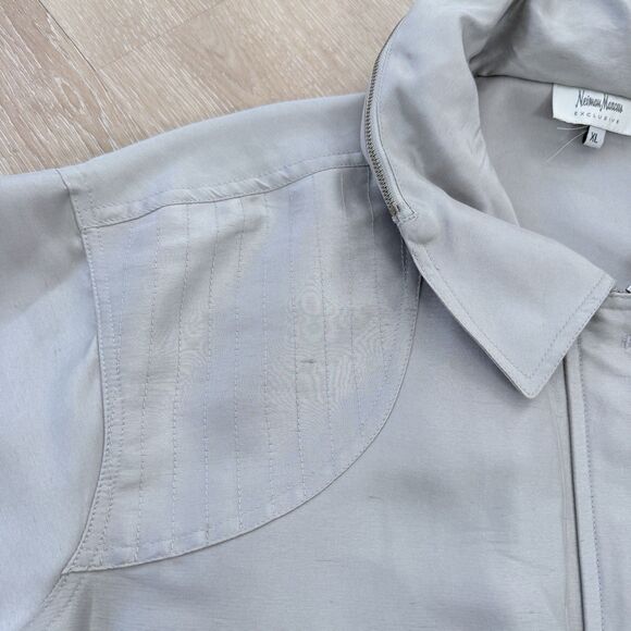 Neiman Marcus Silk Convertible Utility Jacket Men’s Sz XL Silver Luxe Streetwear - Picture 11 of 11